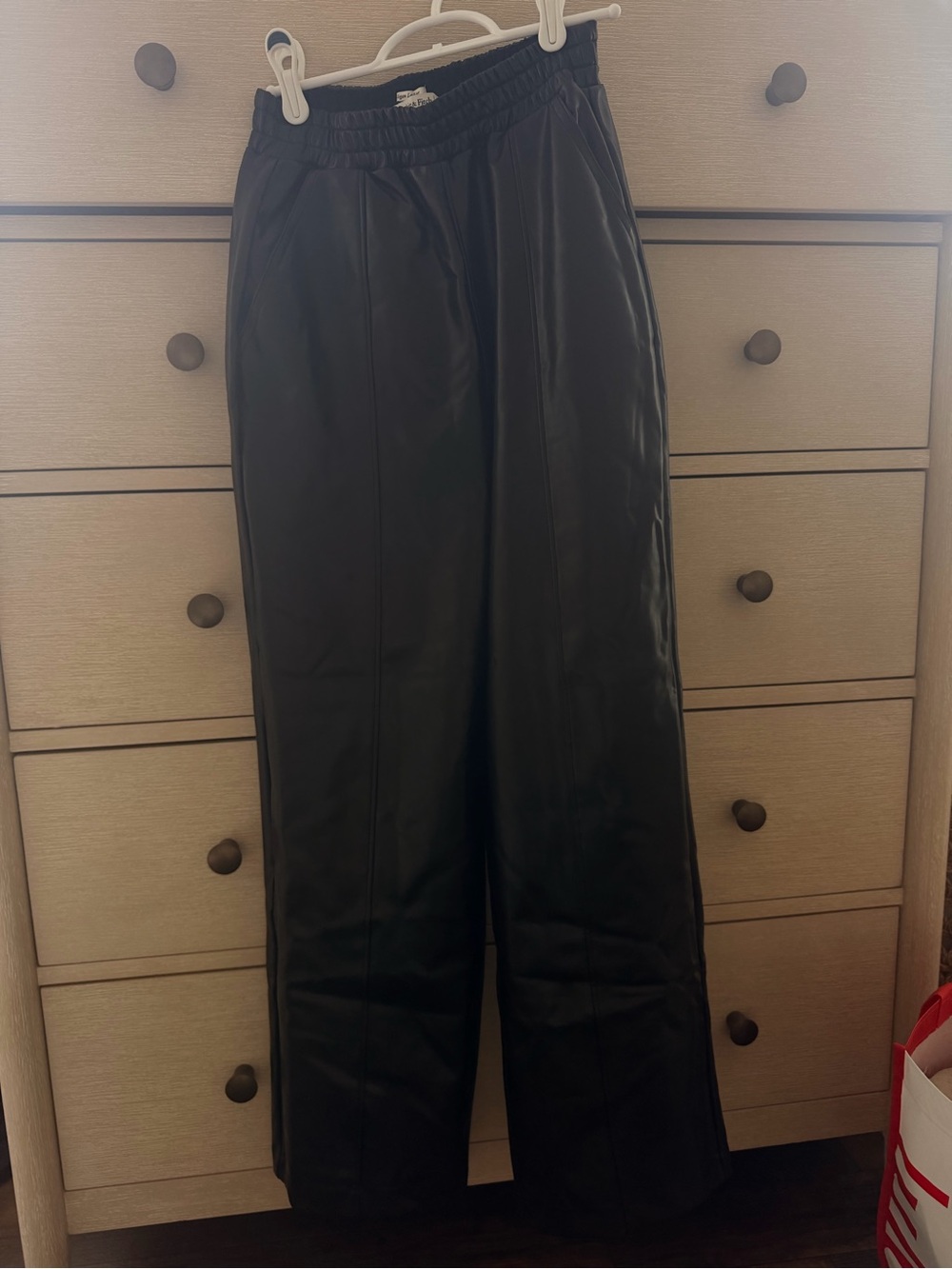 Abercrombie & Fitch Black Faux Leather Wide-Leg Pants